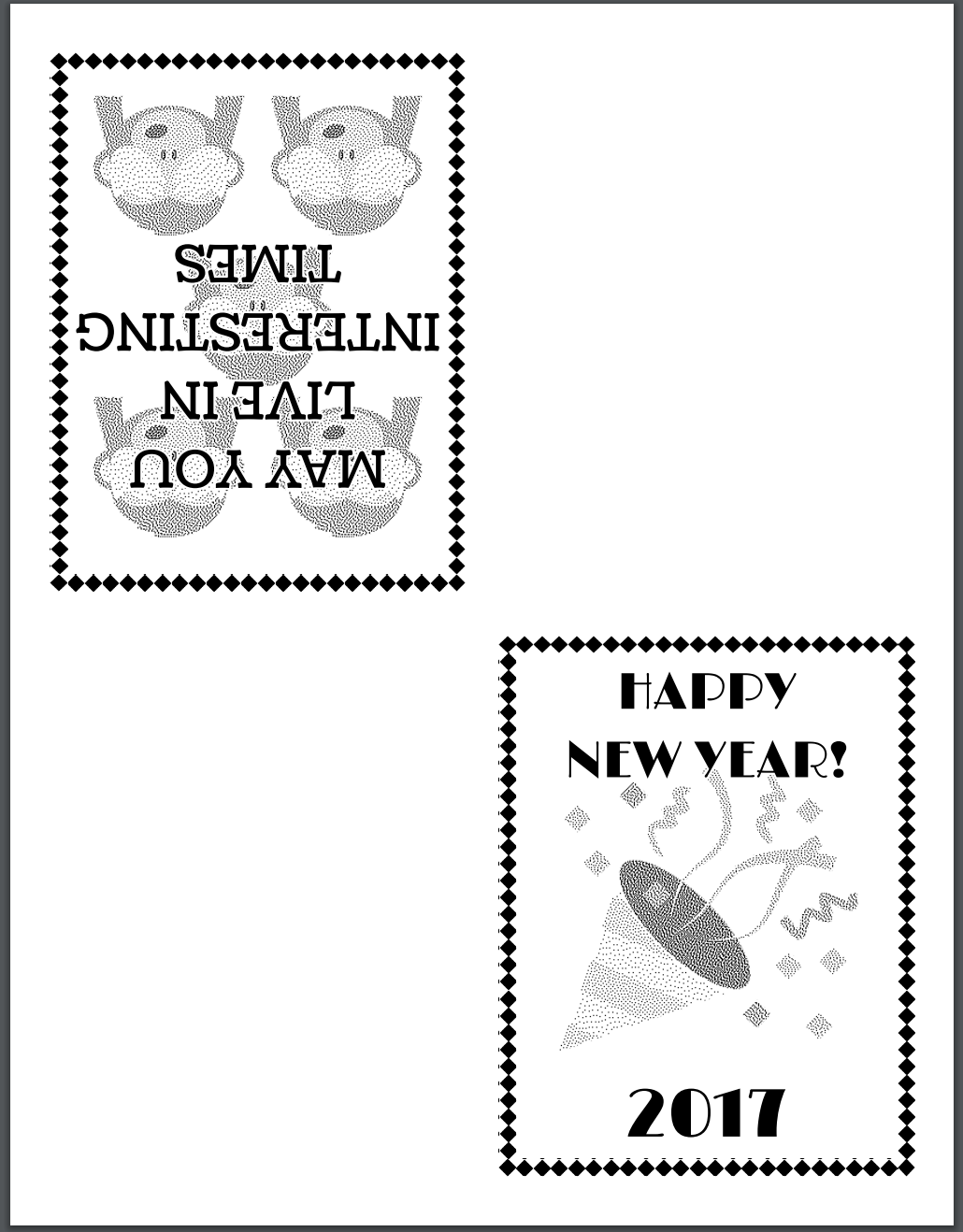 Print Preview of new years card